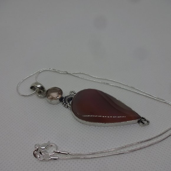 Natural "MOOKAITE JASPER & MORGANITE" Handmade Sterling Pendant/Chain #328 - Picture 1 of 3